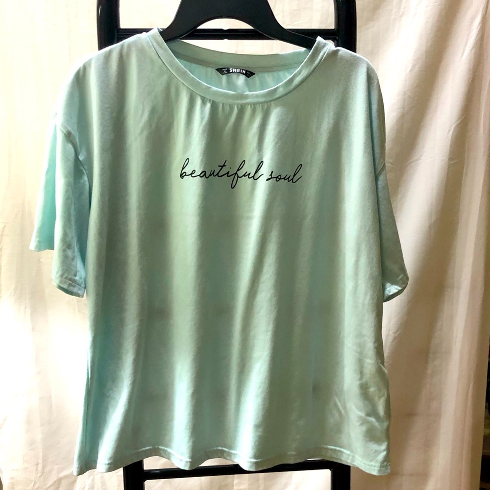 Light aqua blue T-shirt juniors XL. Shein